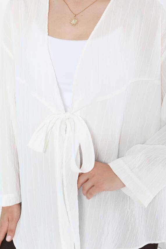 Bağlamalı Kimono D1 Beyaz - 27388 - 3