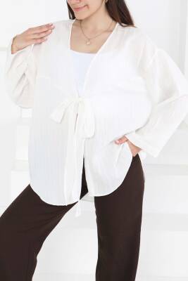 Bağlamalı Kimono D1 Beyaz - 27388 - 4
