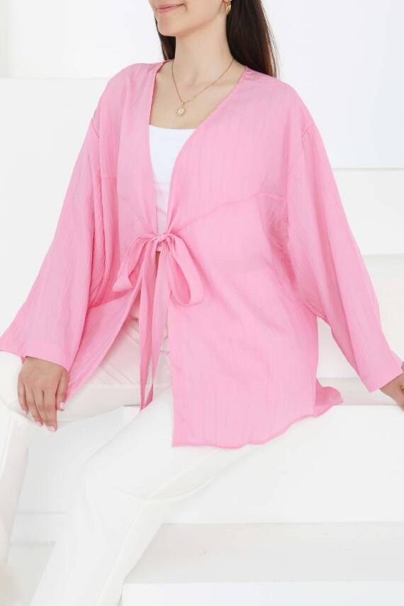 Bağlamalı Kimono Pembe - 27388 - 1