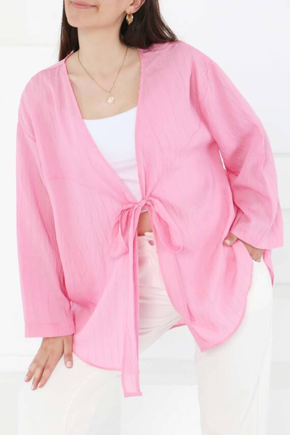 Bağlamalı Kimono Pembe - 27388 - 2