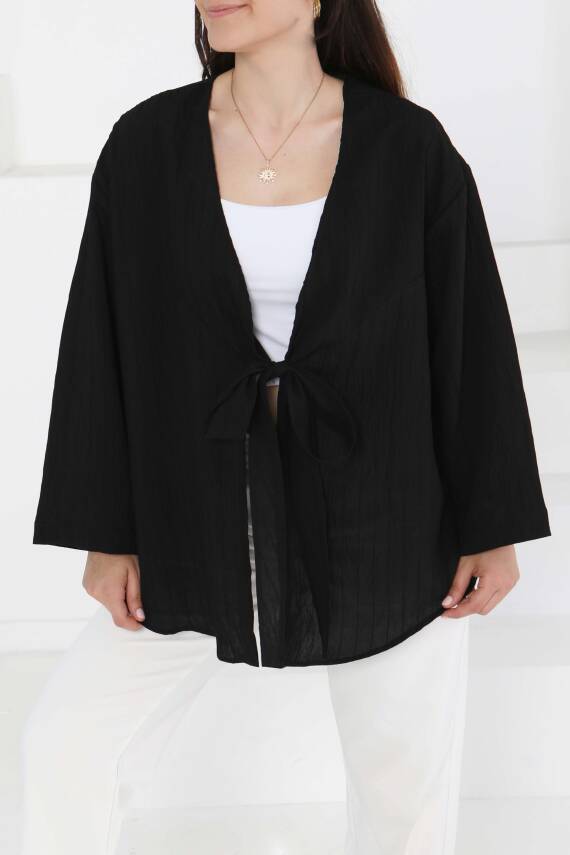 Bağlamalı Kimono Siyah - 27388 - 3