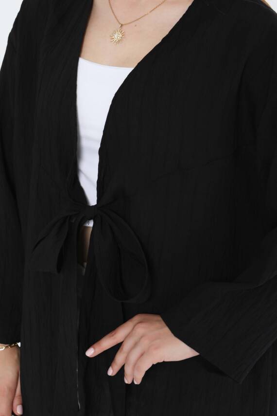 Bağlamalı Kimono Siyah - 27388 - 4