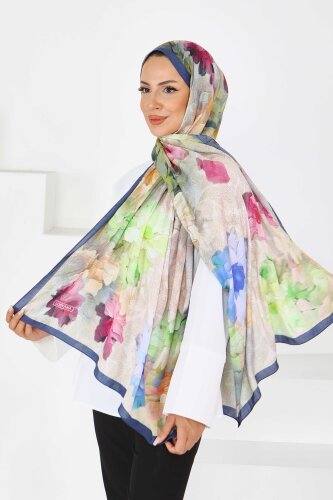 Bambu Kıraş Şal Lacivert - 27617 