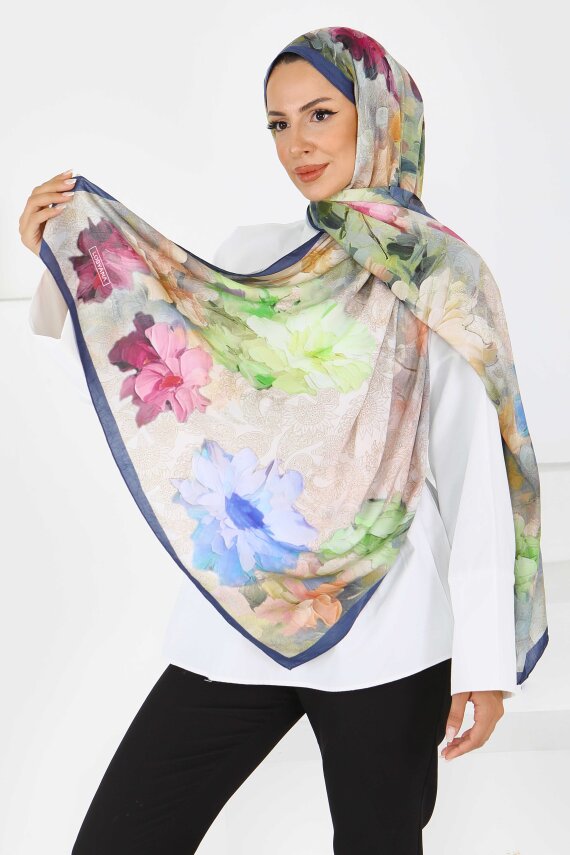 Bambu Kıraş Şal Lacivert - 27617 - 2