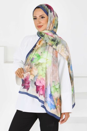 Bambu Kıraş Şal Lacivert - 27617 - 3