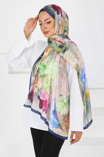 Bambu Kıraş Şal Lacivert - 27617 - 4