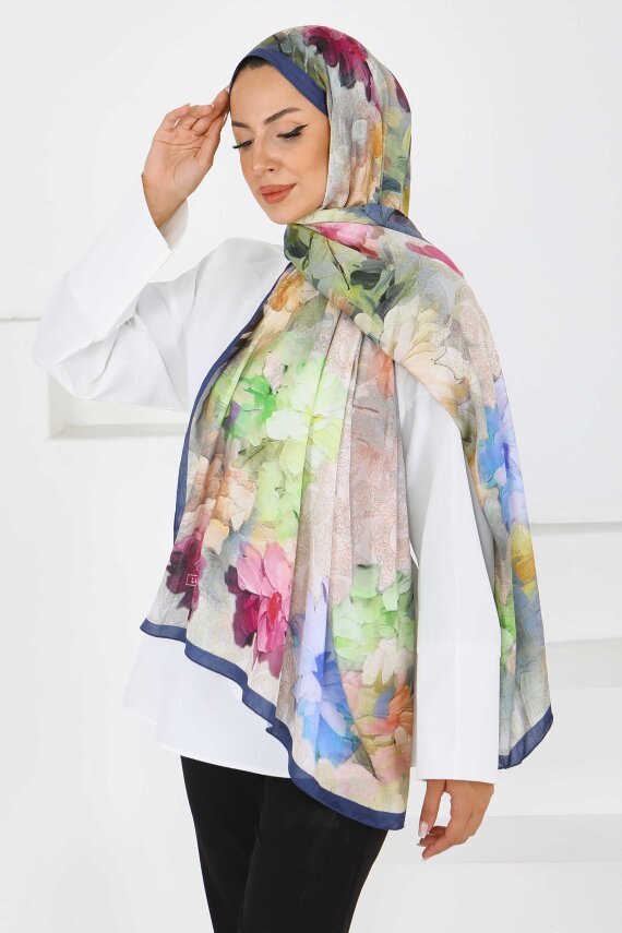 Bambu Kıraş Şal Lacivert - 27617 - 4