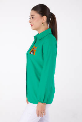 Baskılı Gömlek Yesil - 13345 - 3