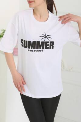 Baskılı Kısa Kollu T-Şhirt Beyaz - 27119 - 3