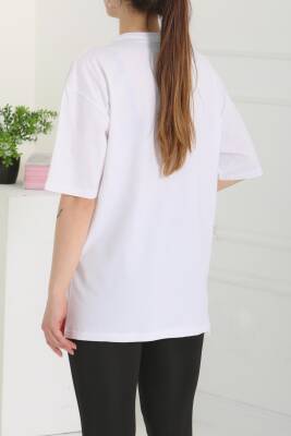 Baskılı Kısa Kollu T-Şhirt Beyaz - 27119 - 5