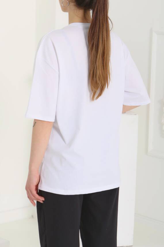 Baskılı Kısa Kollu T-Şhirt Beyaz - 27121 - 6