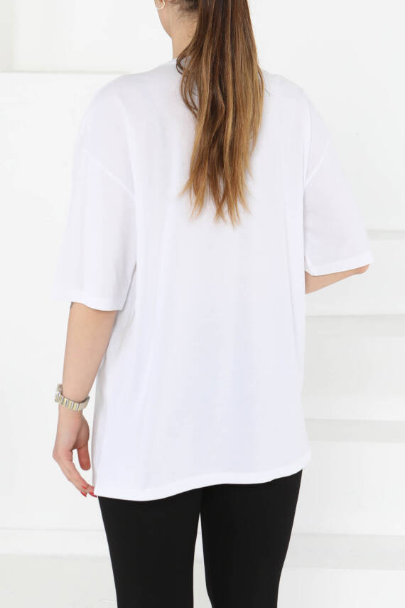 Baskılı Kısa Kollu T-Şhirt Beyaz - 27126 - 6