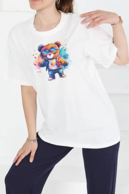 Baskılı Kısa Kollu T-Şhirt Beyaz - 27349 - 3