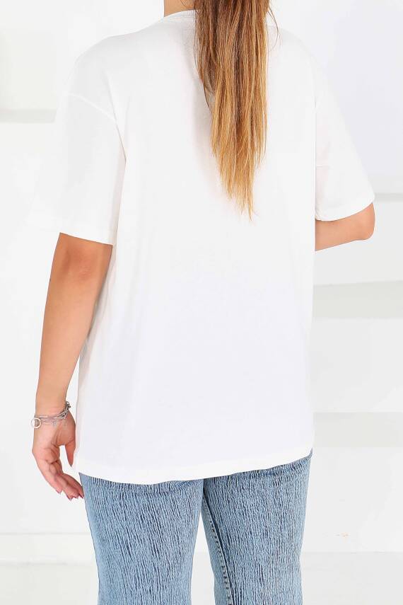 Baskılı Kısa Kollu T-Şhirt Beyaz - 27545 - 5