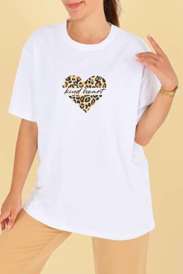 Baskılı Kısa Kollu T-Şhirt Beyaz - 27546 - 2