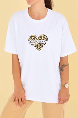 Baskılı Kısa Kollu T-Şhirt Beyaz - 27546 - 4