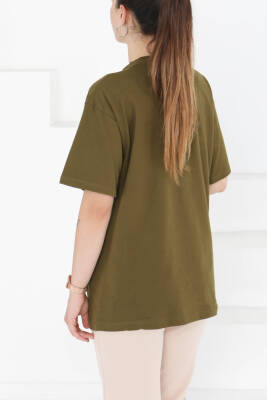 Baskılı Kısa Kollu T-Şhirt Haki - 27349 - 5
