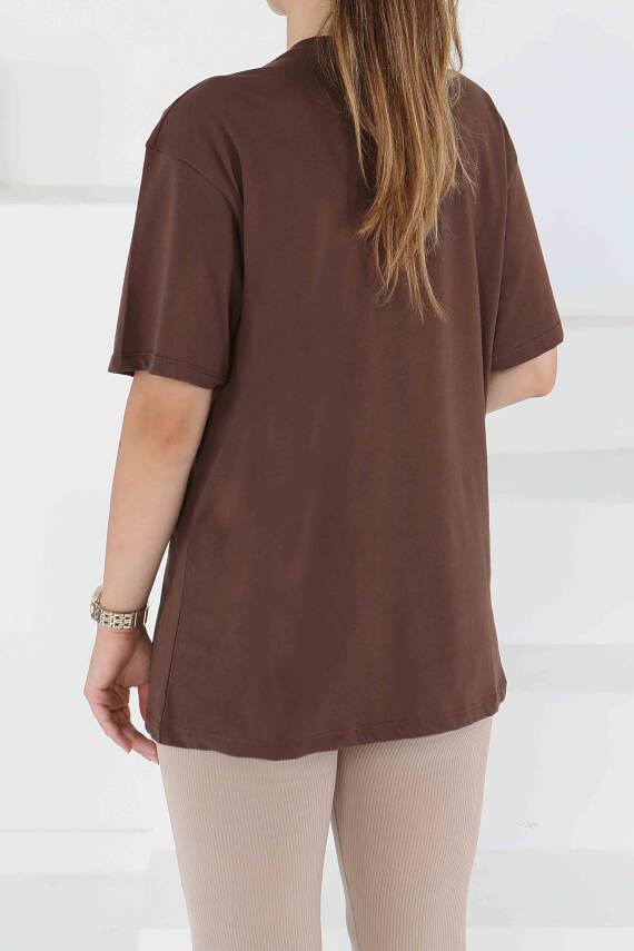 Baskılı Kısa Kollu T-Şhirt Kahve - 27500 - 4