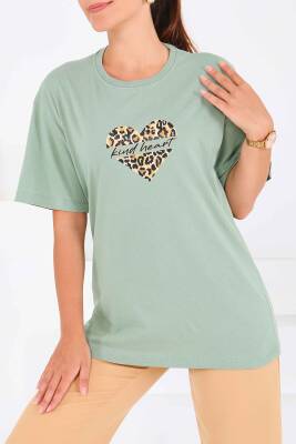 Baskılı Kısa Kollu T-Şhirt Mint - 27546 