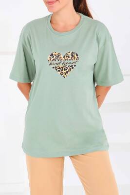 Baskılı Kısa Kollu T-Şhirt Mint - 27546 - 3