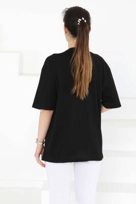 Baskılı Kısa Kollu T-Şhirt Siyah - 27126 - 6