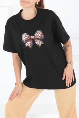 Baskılı Kısa Kollu T-Şhirt Siyah - 27501 - 2