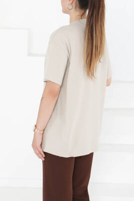 Baskılı Kısa Kollu T-Şhirt Taş - 27350 - 5