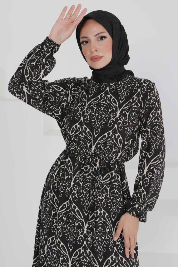 Belden Bağlamalı Elbise Ekru - 27496 - 1