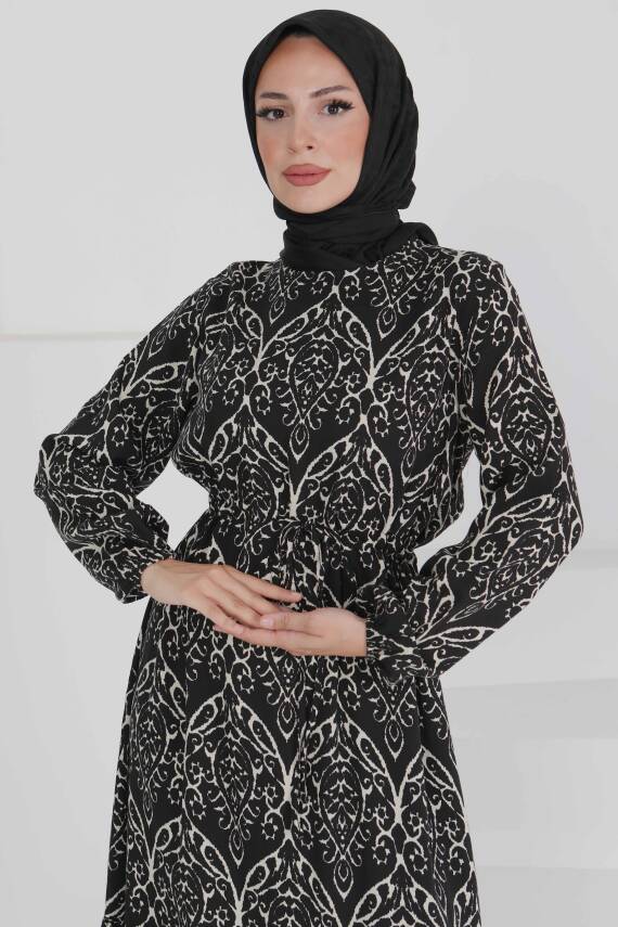 Belden Bağlamalı Elbise Ekru - 27496 - 3