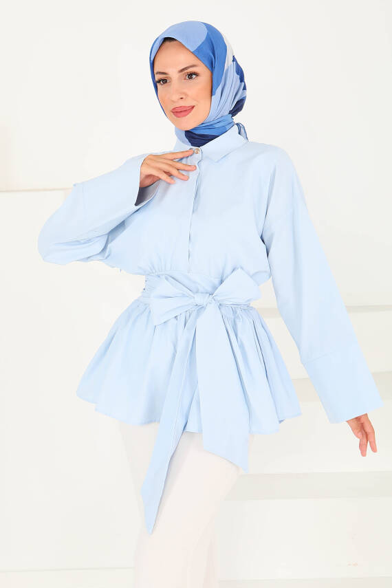 Belden Bağlamalı Tunik Bebe Mavi - 27550 - 4