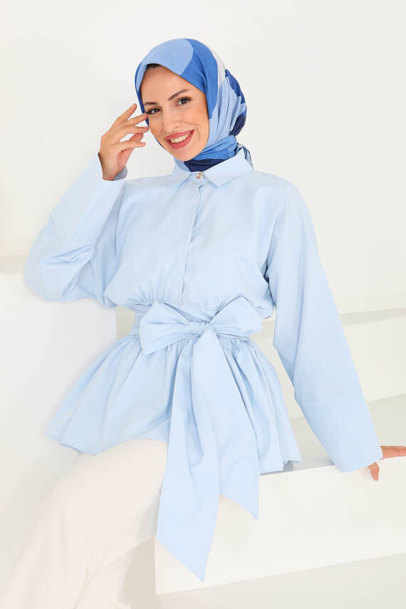 Belden Bağlamalı Tunik Bebe Mavi - 27550 - 5
