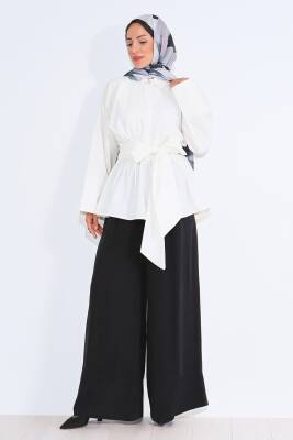 Belden Bağlamalı Tunik Beyaz - 27550 - 2
