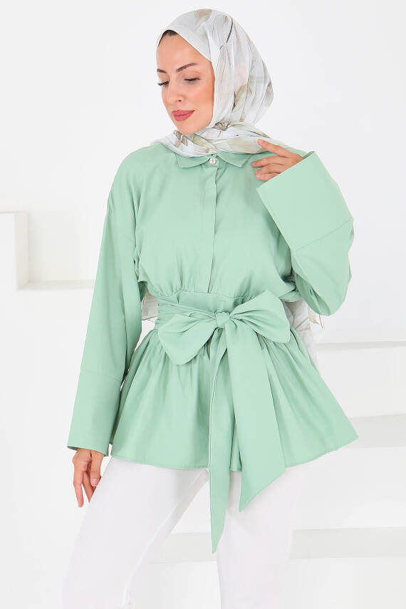Belden Bağlamalı Tunik Mint - 27550 - 3