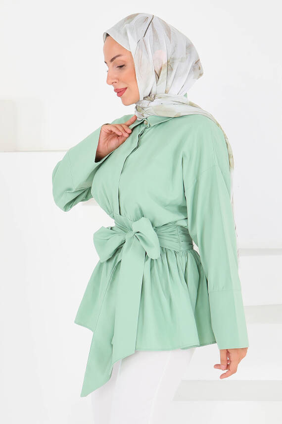 Belden Bağlamalı Tunik Mint - 27550 - 4