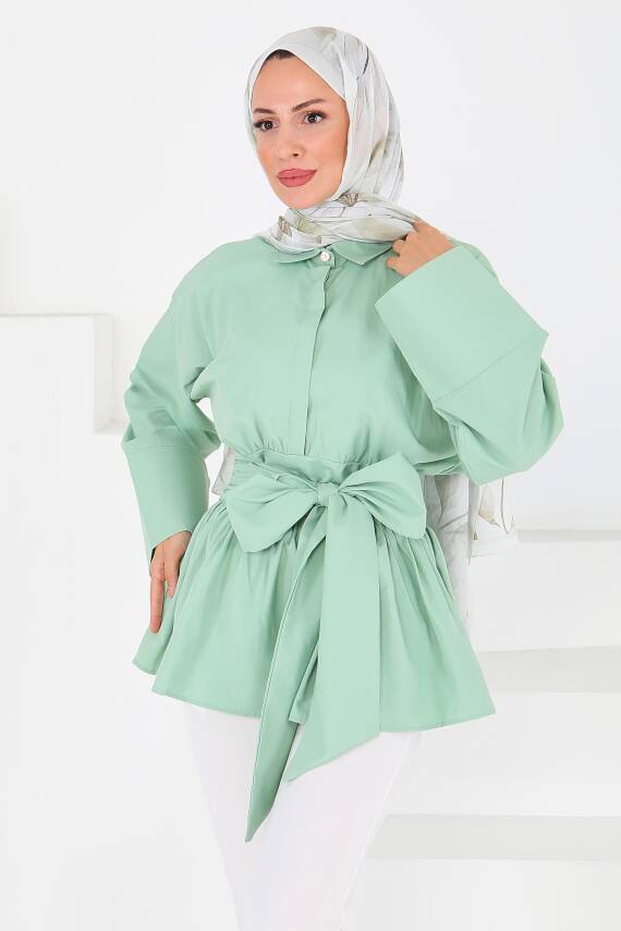 Belden Bağlamalı Tunik Mint - 27550 - 5