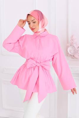 Belden Bağlamalı Tunik Pembe - 27550 