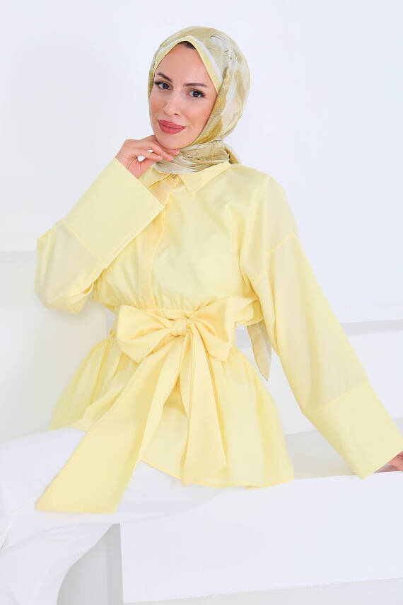 Belden Bağlamalı Tunik Sari - 27550 - 3
