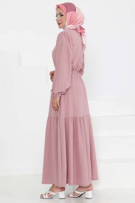 Beli Bağcıklı Elbise Gül - 27303 - 6