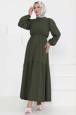 Beli Bağcıklı Elbise Haki - 27303 