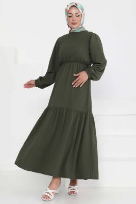 Beli Bağcıklı Elbise Haki - 27303 - 4