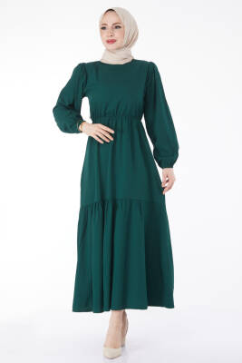 Beli Bağcıklı Elbise Zümrüt - 27303 - 2