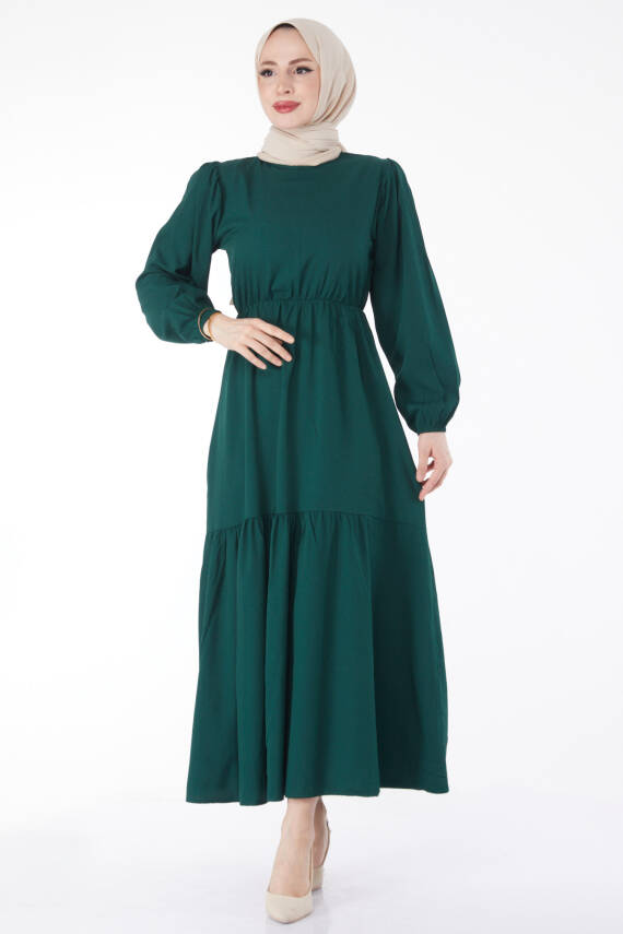 Beli Bağcıklı Elbise Zümrüt - 27303 - 2