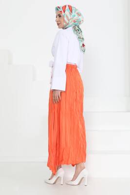 Beli Lastikli Kırışık Etek Oranj - 27013 - 6
