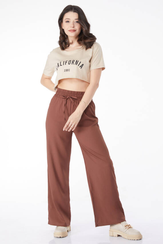 Beli Lastikli Pantolon Kahve - 27074 - 1