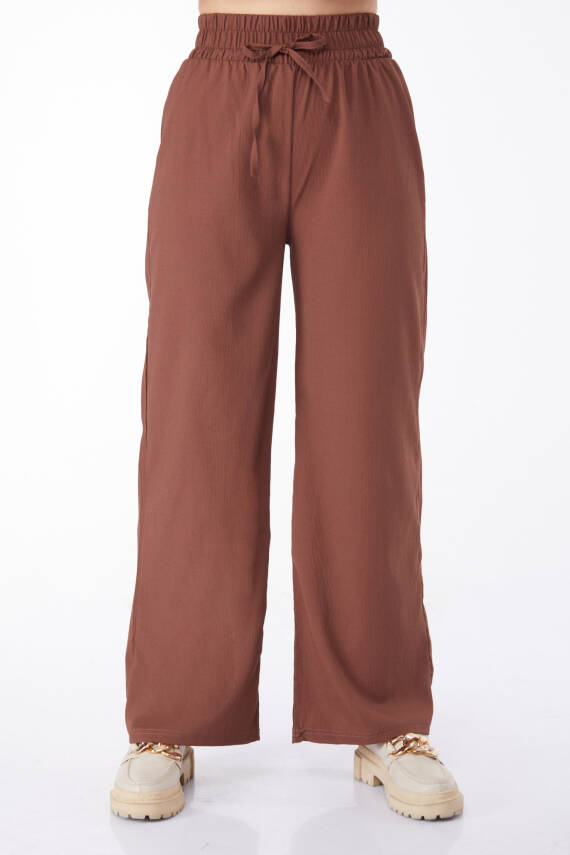Beli Lastikli Pantolon Kahve - 27074 - 3