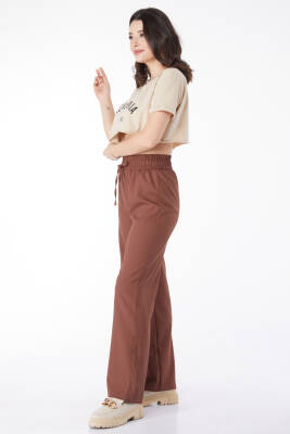 Beli Lastikli Pantolon Kahve - 27074 - 4