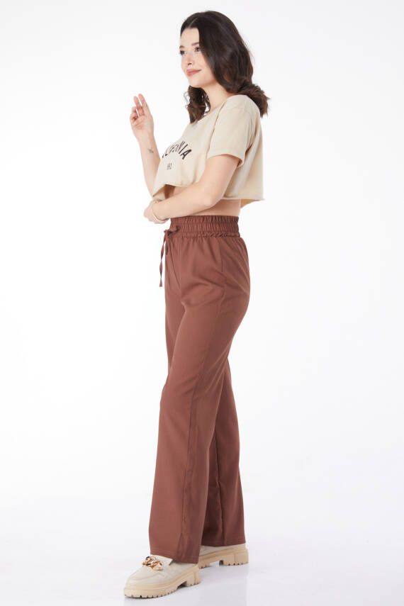 Beli Lastikli Pantolon Kahve - 27074 - 4