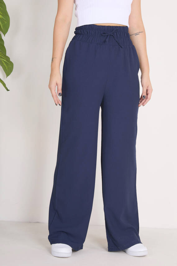 Beli Lastikli Pantolon Lacivert - 27074 - 4