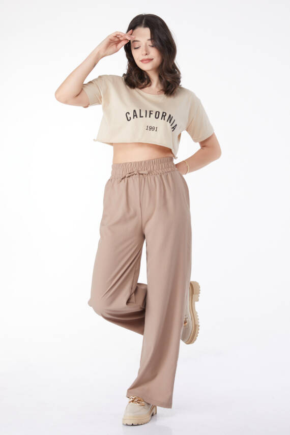 Beli Lastikli Pantolon Vizon - 27074 - 1