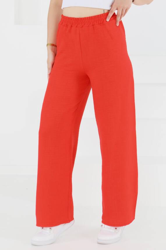 Beli Lastikli Salaş Pantolon Kirmizi - 27461 - 4